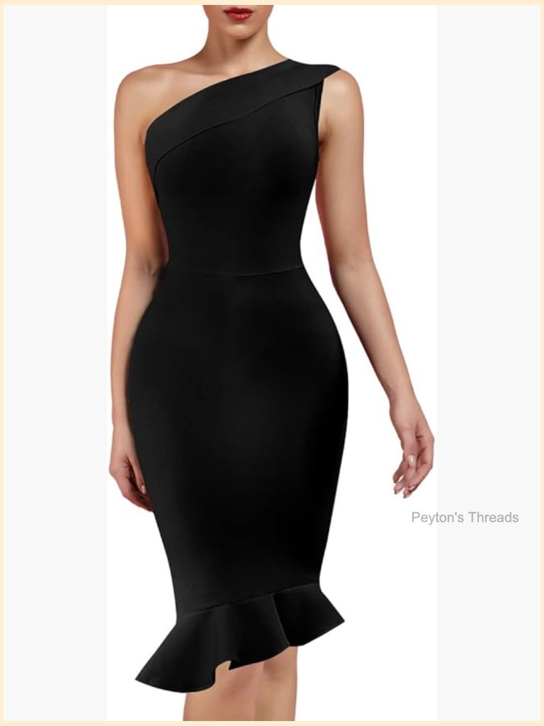One Shoulder Sleeveless Midi Bandage Mermaid Bodycon Dress